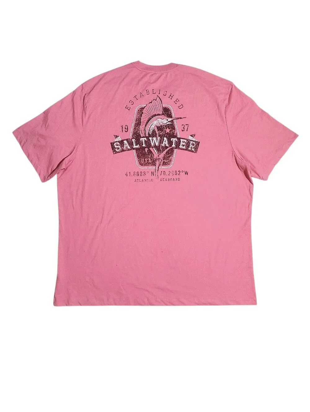 IZOD Mens Big Tall Saltwater Short Sleeve Graphic T-Shirt Rose Size 3XL-Tall NWT - Picture 3 of 7